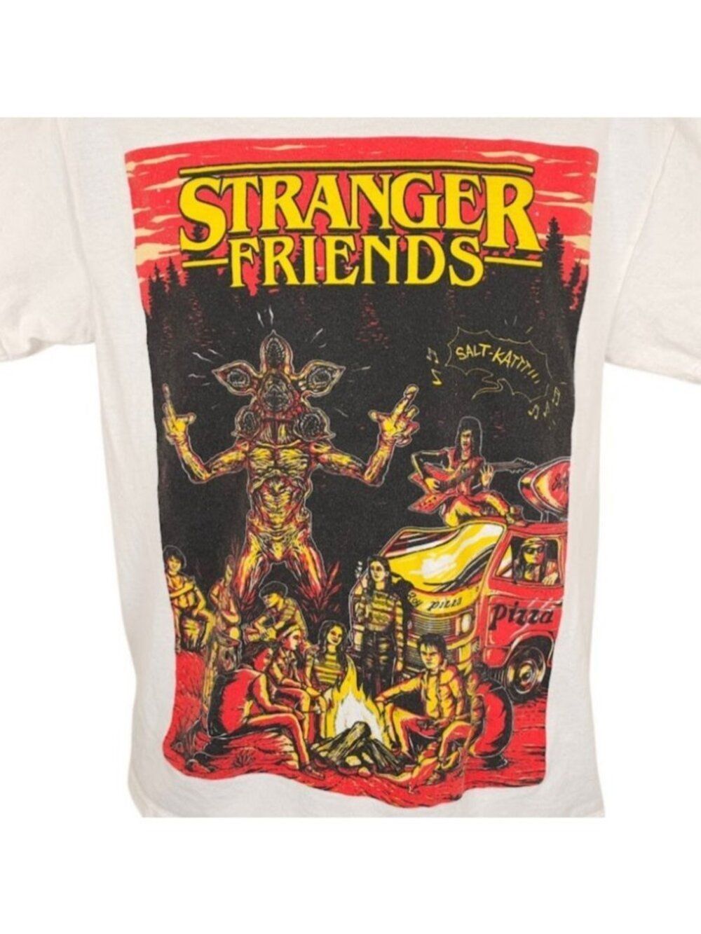 Stranger Friends T Shirt Mens Size Medium White Salt Kat Apparel Campfire